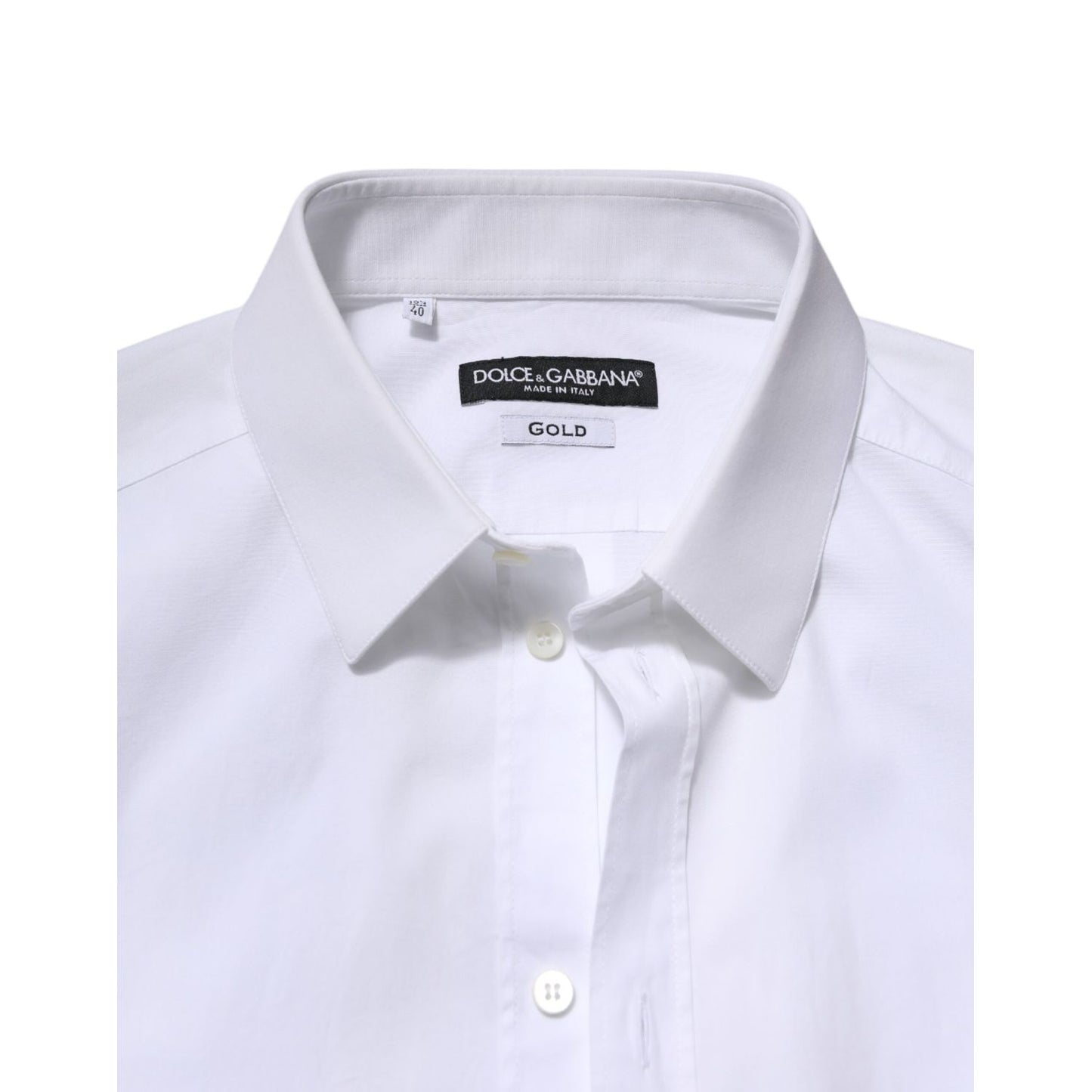 Dolce & Gabbana White GOLD Long Sleeve Dress Formal Shirt Dolce & Gabbana