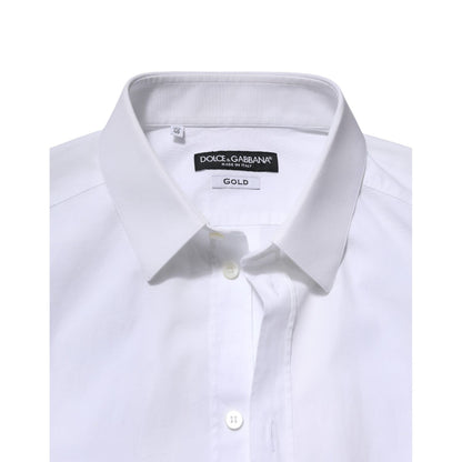 Dolce & Gabbana White GOLD Long Sleeve Dress Formal Shirt Dolce & Gabbana