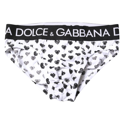 Dolce & Gabbana White Heart Printed Regular Brief Underwear Dolce & Gabbana