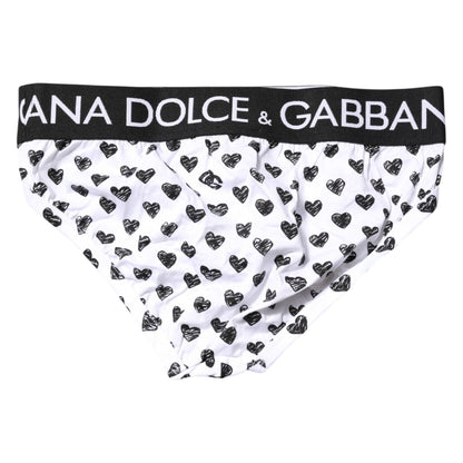 Dolce & Gabbana White Heart Printed Regular Brief Underwear Dolce & Gabbana