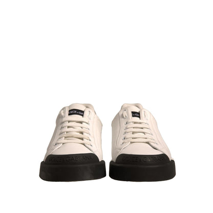 Dolce & Gabbana White Leather Logo Portofino Sneakers Shoes