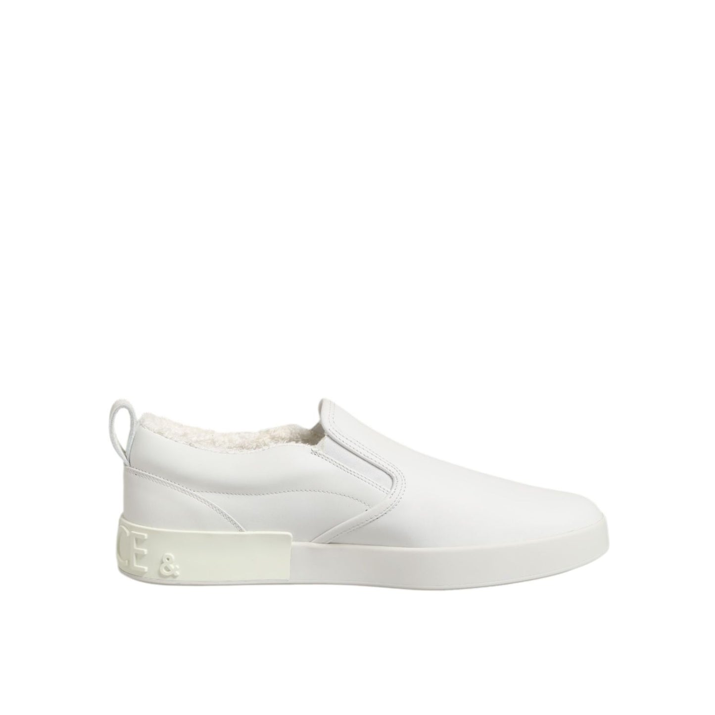 Dolce & Gabbana White Leather Low Top Slip On Sneakers Shoes Dolce & Gabbana