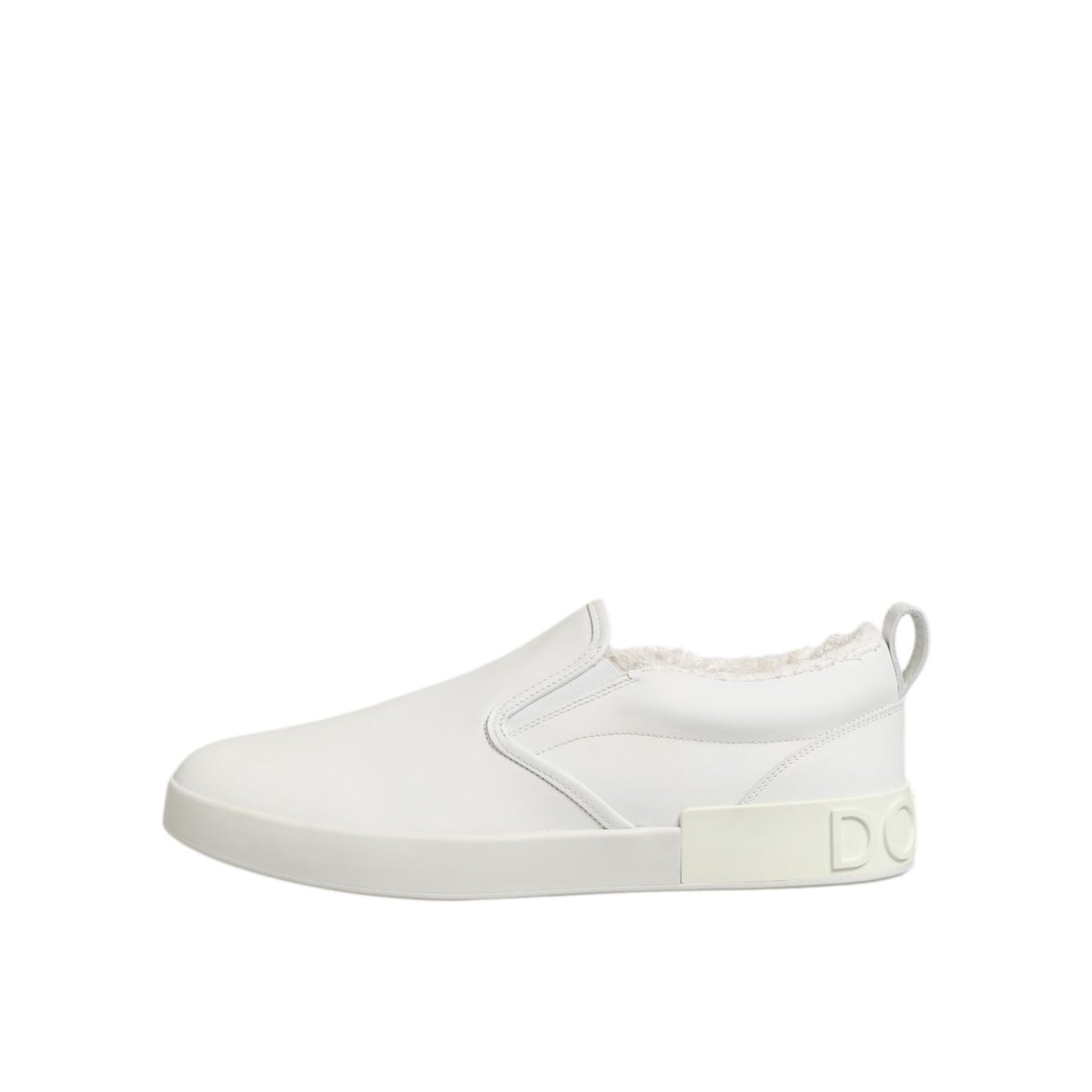 Dolce & Gabbana White Leather Low Top Slip On Sneakers Shoes Dolce & Gabbana