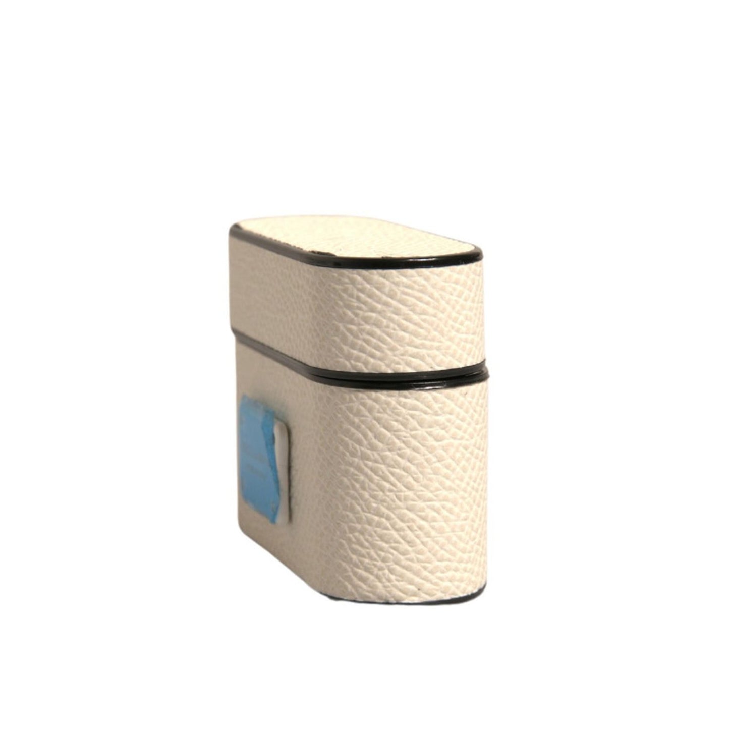 Dolce & Gabbana White Leather Metal Logo Plaque Holder Airpods Case Dolce & Gabbana