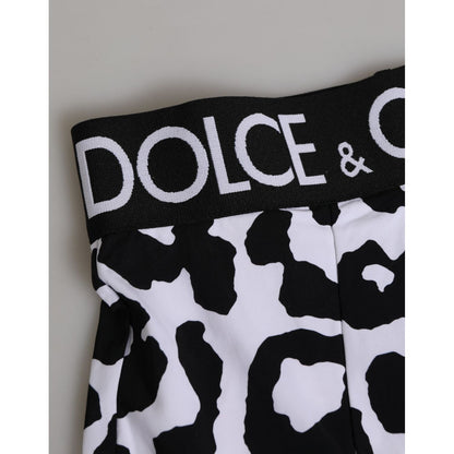 Dolce & Gabbana White Leopard Nylon High Waist Girdle Underwear