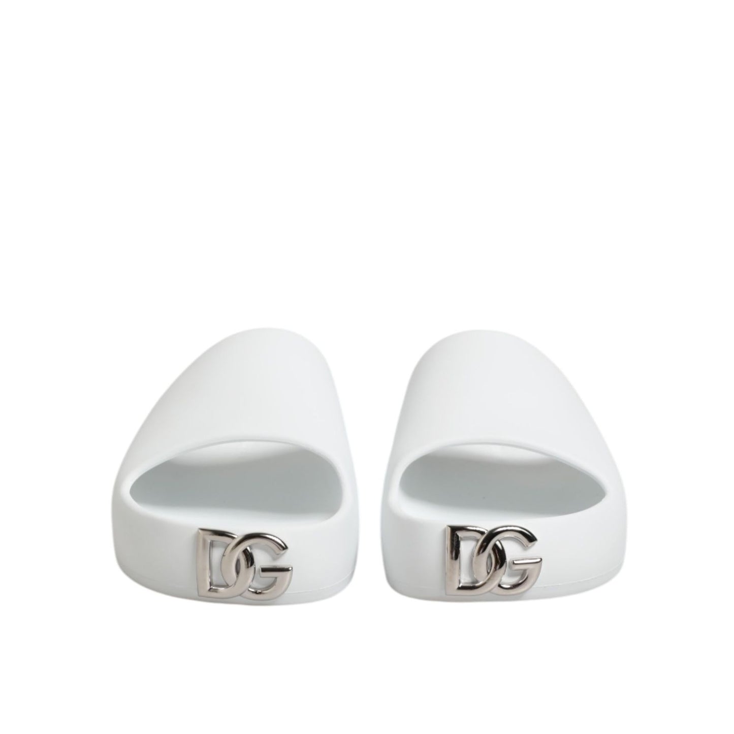 Dolce & Gabbana White Logo Slides Sandals Men Beachwear Shoes Dolce & Gabbana