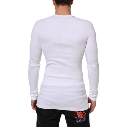Dolce & Gabbana White Long Sleeves Button Closure T-shirt