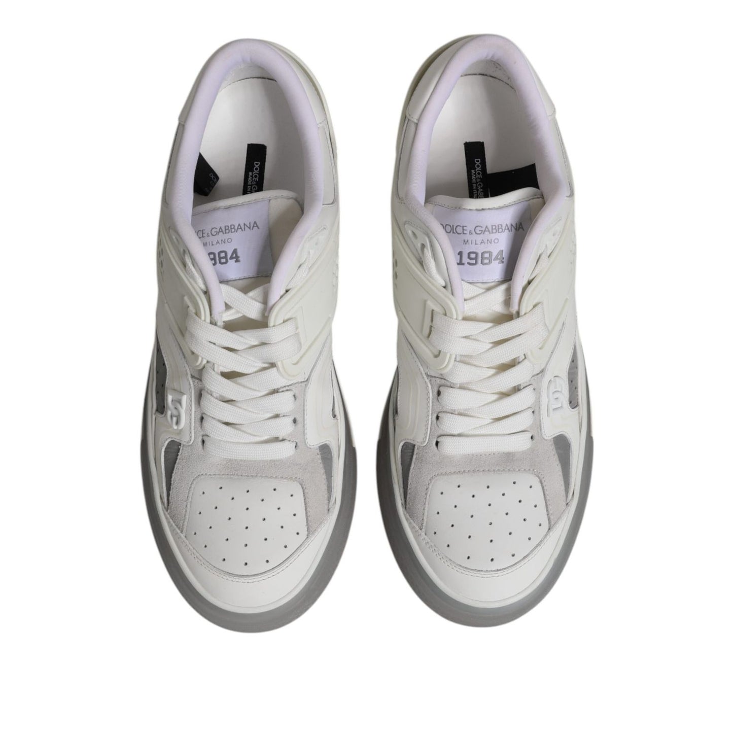 Dolce & Gabbana White Low Top DG Embossed Men Sneakers Shoes Dolce & Gabbana