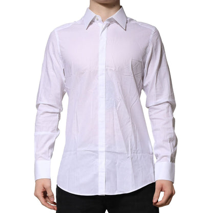 Dolce & Gabbana White MARTINI Long Sleeves Men Formal Shirt Dolce & Gabbana
