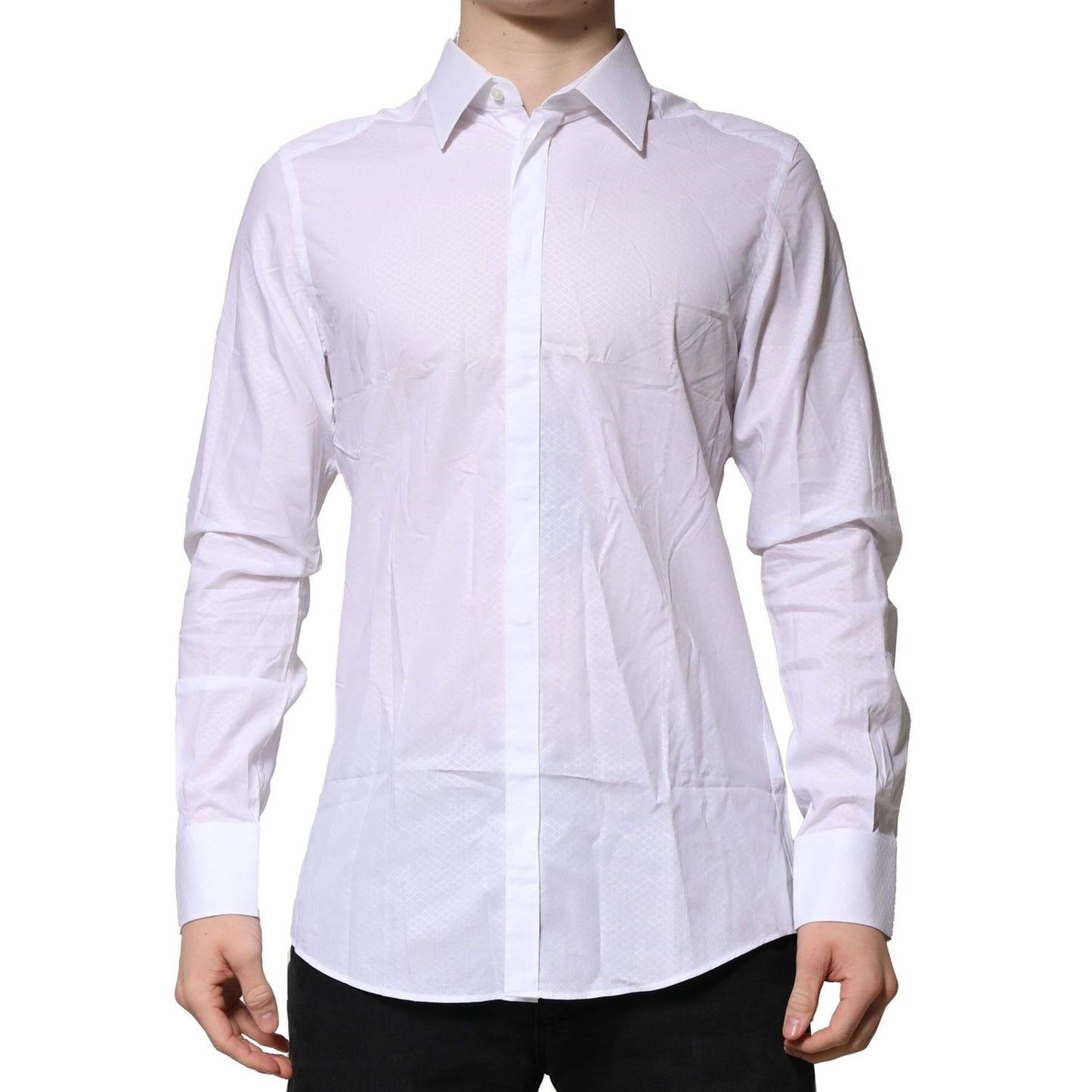 Dolce & Gabbana White MARTINI Long Sleeves Men Formal Shirt Dolce & Gabbana