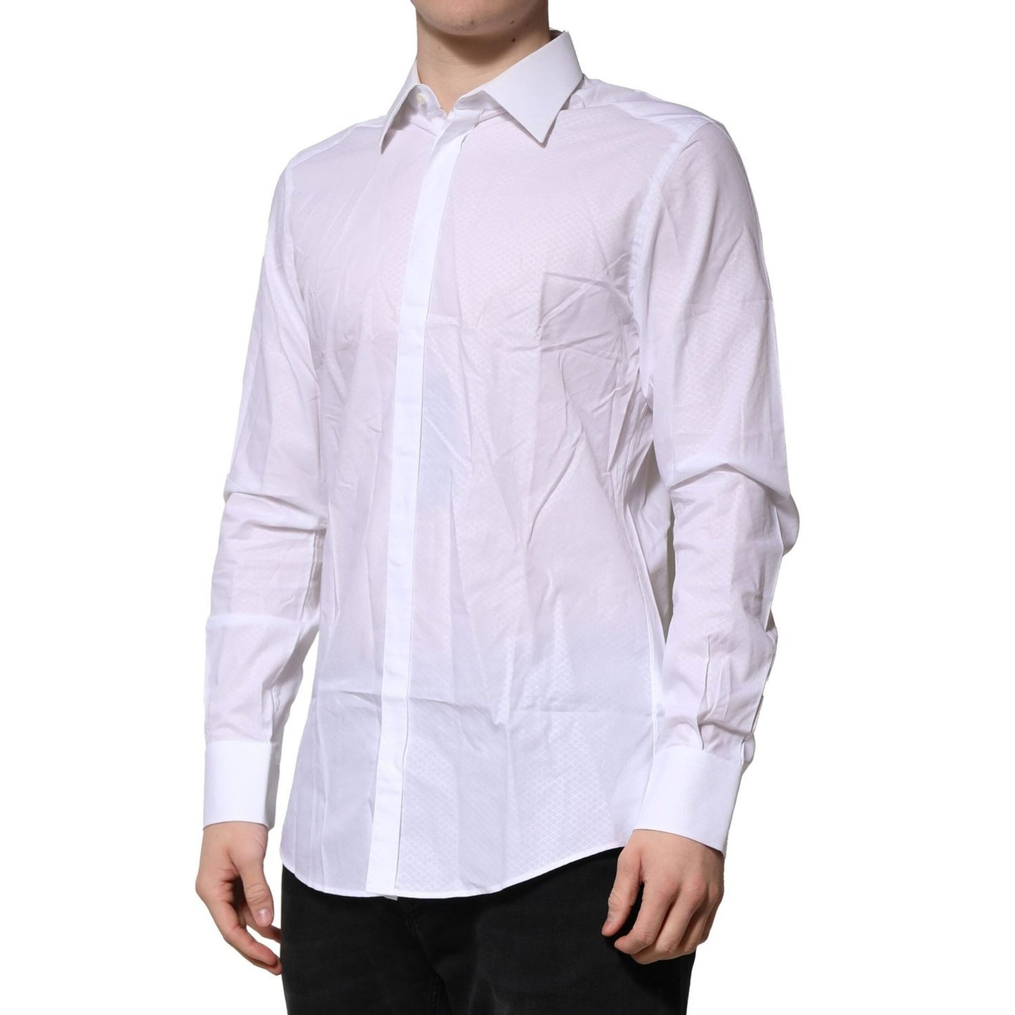 Dolce & Gabbana White MARTINI Long Sleeves Men Formal Shirt Dolce & Gabbana