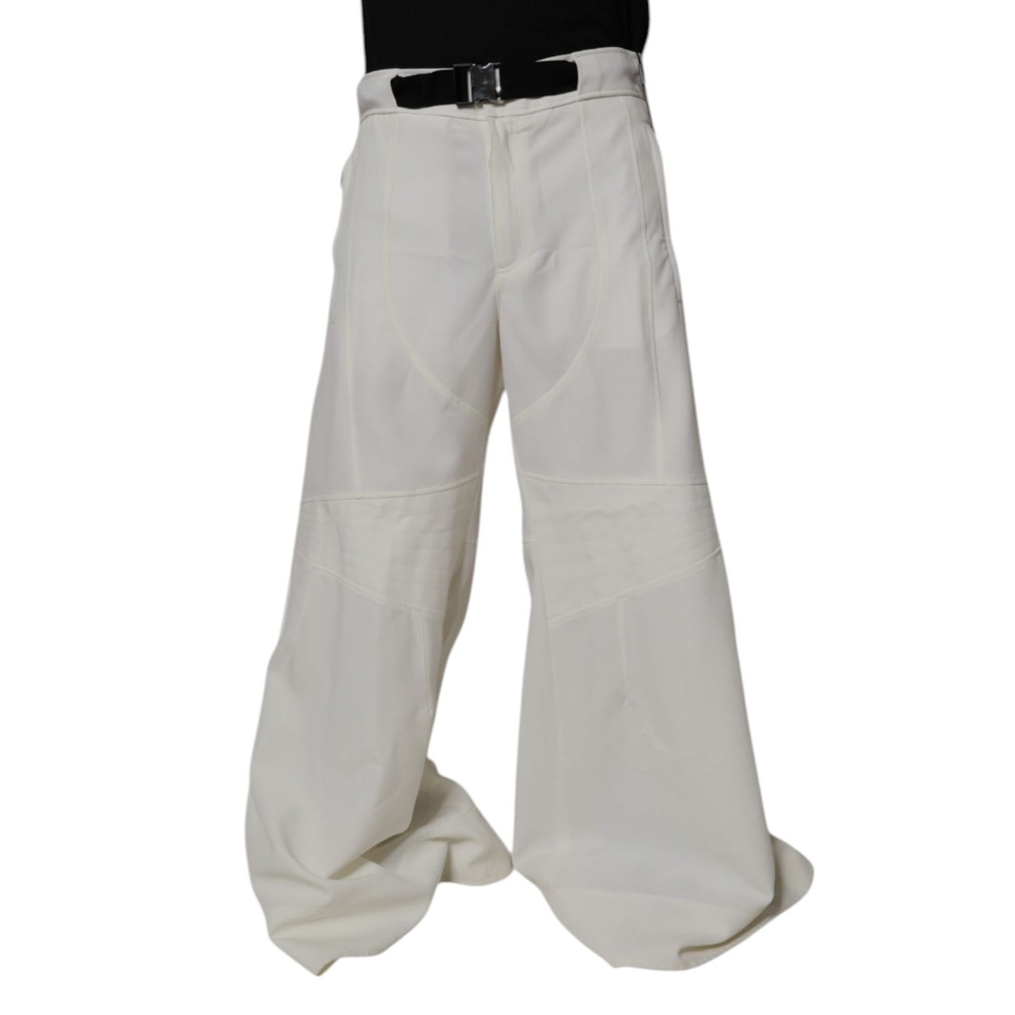 Dolce & Gabbana White Mid Waist Wide Leg Pants Dolce & Gabbana