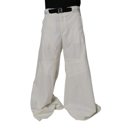 Dolce & Gabbana White Mid Waist Wide Leg Pants Dolce & Gabbana