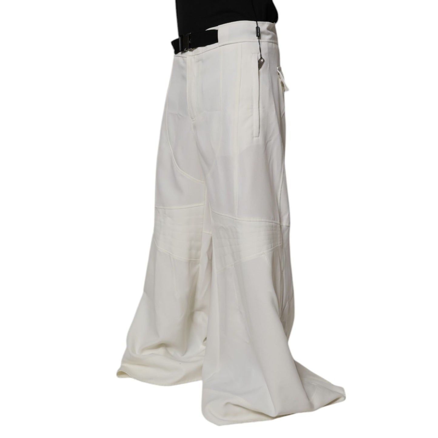 Dolce & Gabbana White Mid Waist Wide Leg Pants Dolce & Gabbana