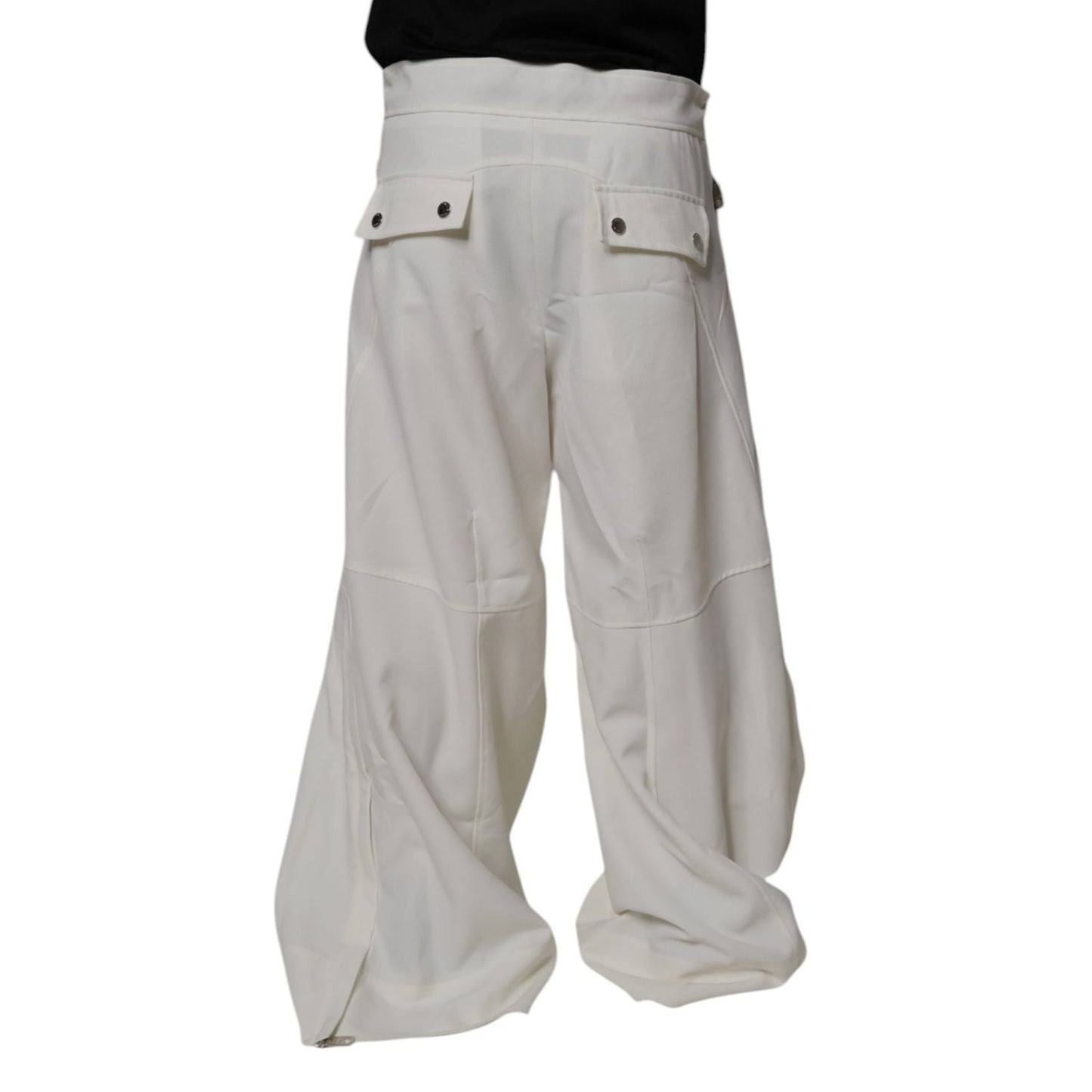 Dolce & Gabbana White Mid Waist Wide Leg Pants Dolce & Gabbana
