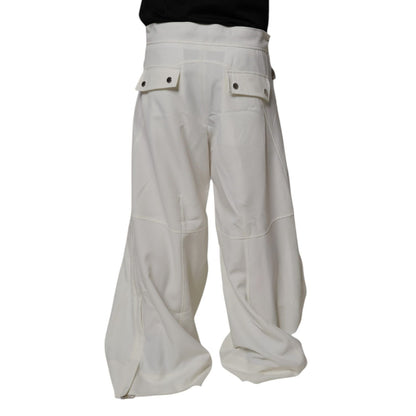 Dolce & Gabbana White Mid Waist Wide Leg Pants Dolce & Gabbana