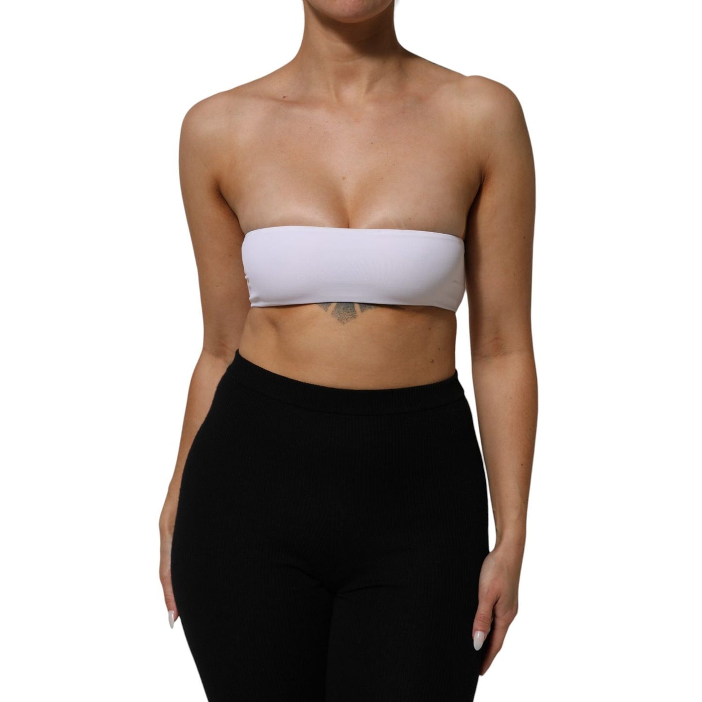 Dolce & Gabbana White Nylon Blend Bandeau Strapless Tube Top Dolce & Gabbana