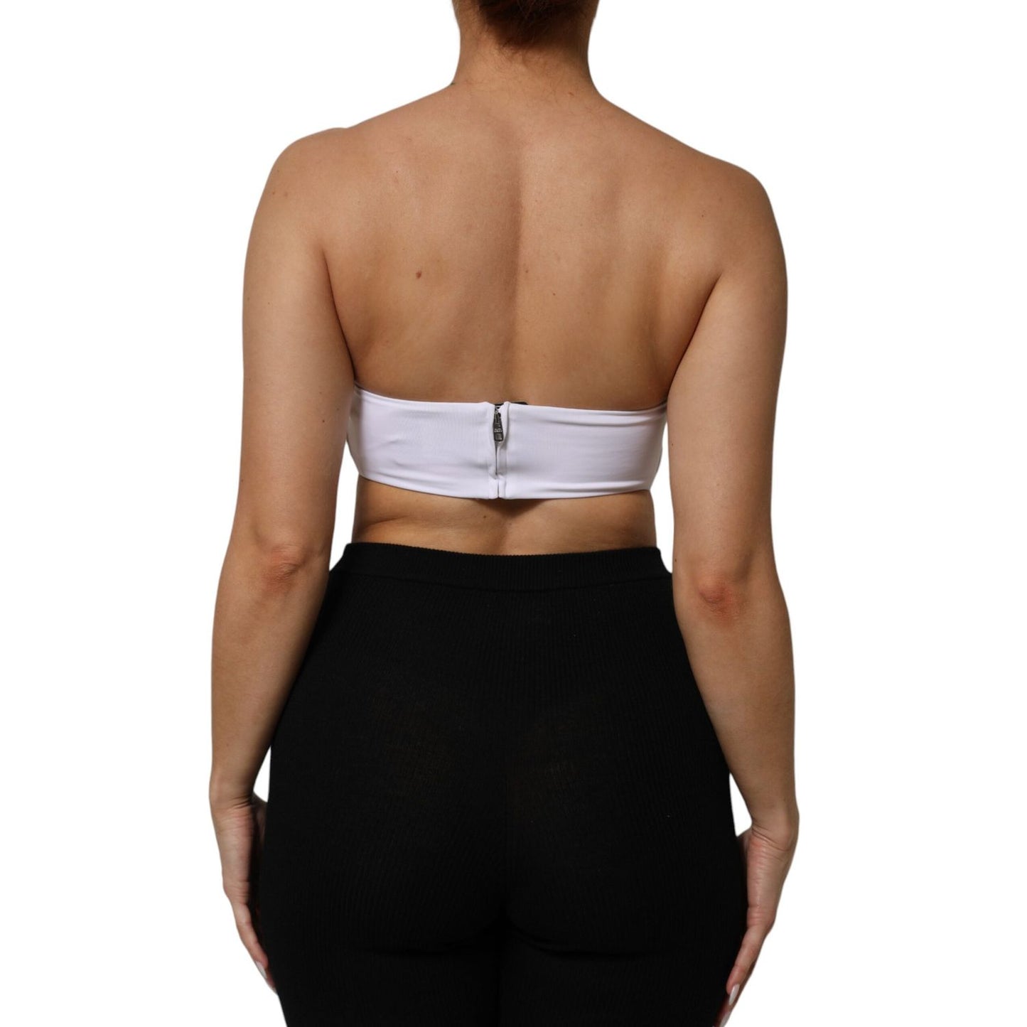Dolce & Gabbana White Nylon Blend Bandeau Strapless Tube Top Dolce & Gabbana
