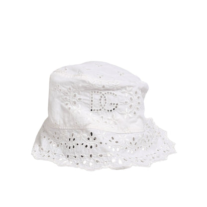 Dolce & Gabbana White Nylon Cut Out Bucket Logo Capello Hat Dolce & Gabbana