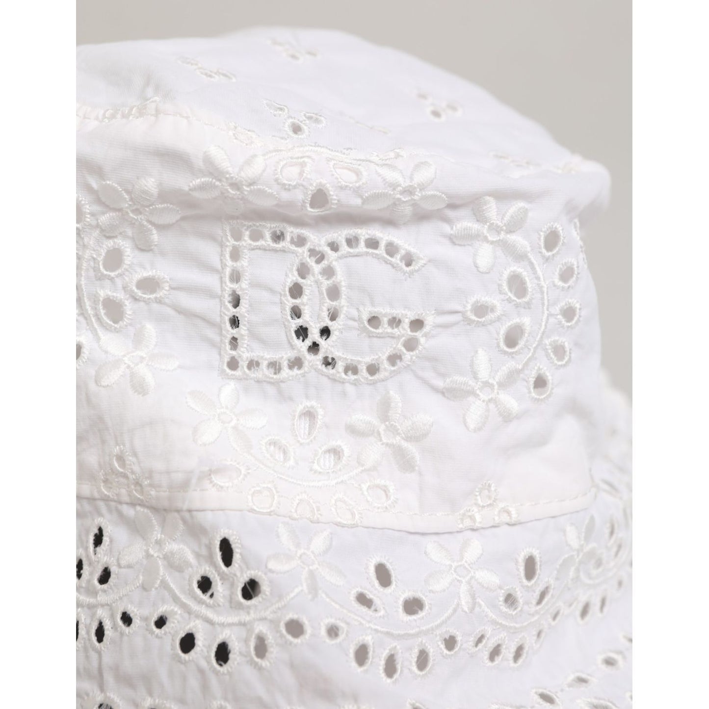 Dolce & Gabbana White Nylon Cut Out Bucket Logo Capello Hat Dolce & Gabbana