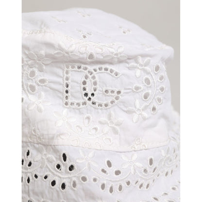 Dolce & Gabbana White Nylon Cut Out Bucket Logo Capello Hat Dolce & Gabbana