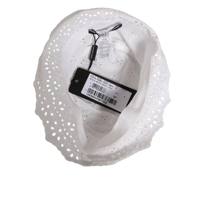 Dolce & Gabbana White Nylon Cut Out Bucket Logo Capello Hat Dolce & Gabbana