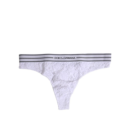 Dolce & Gabbana White Nylon Floral Lace Bottom Panty Underwear