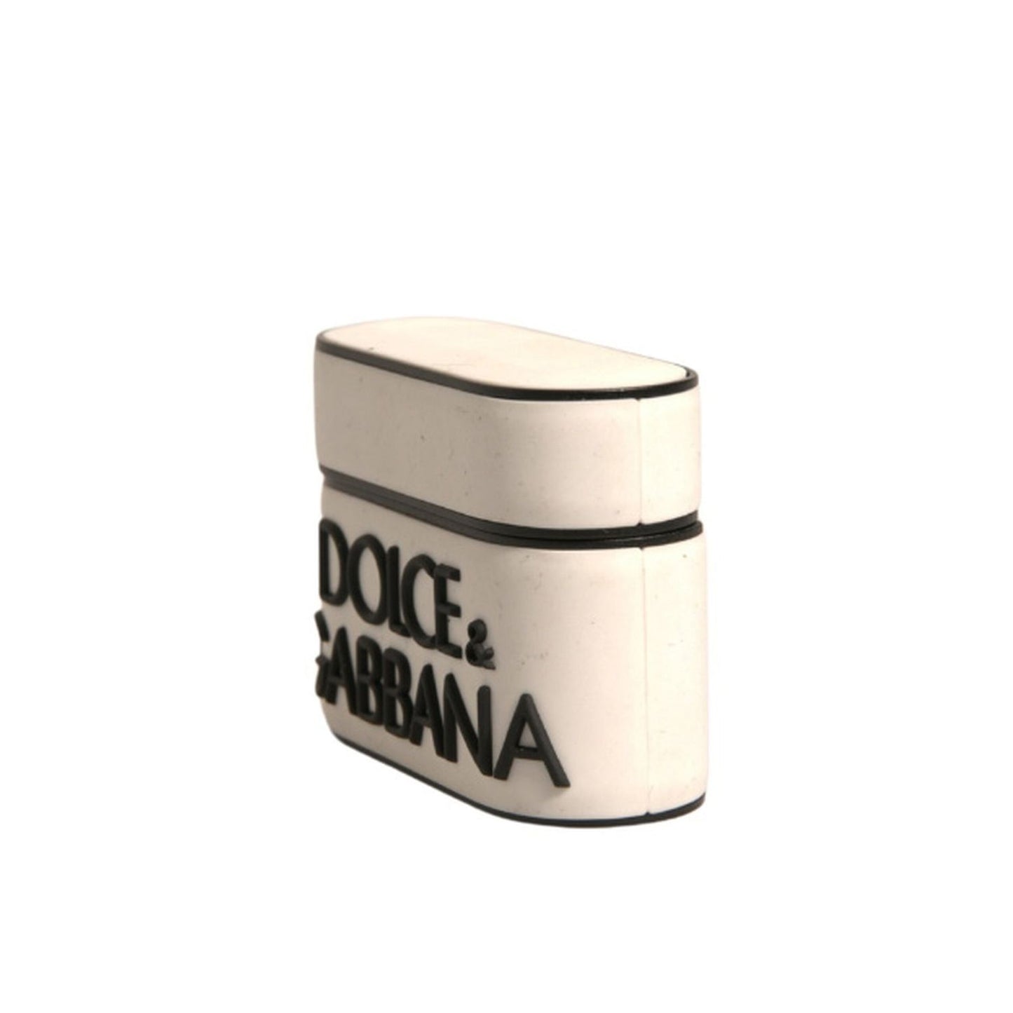 Dolce & Gabbana White PVC Embossed Logo Plaque Holder Airpods Case Dolce & Gabbana
