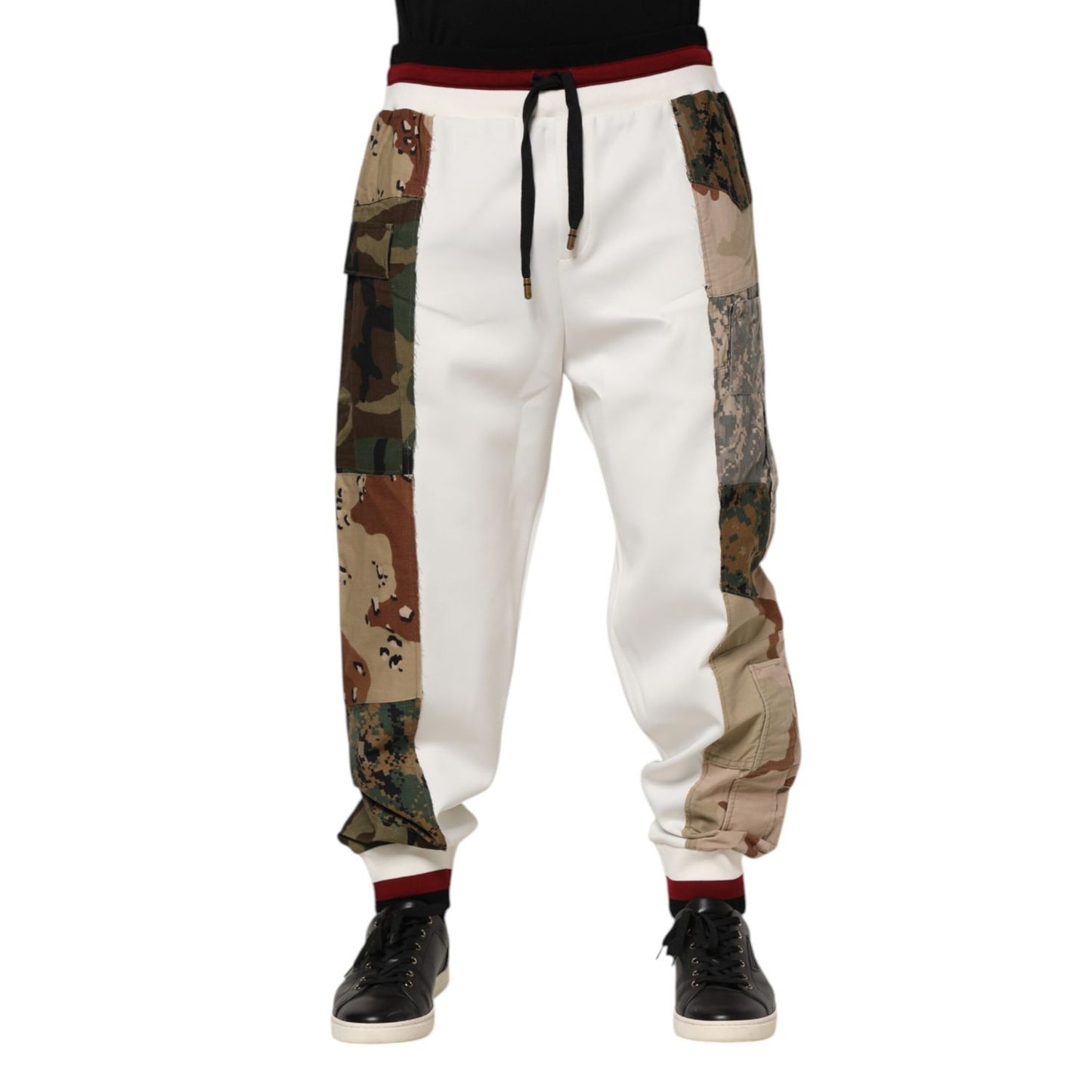 Dolce & Gabbana White Patchwork Jogger Pants Dolce & Gabbana