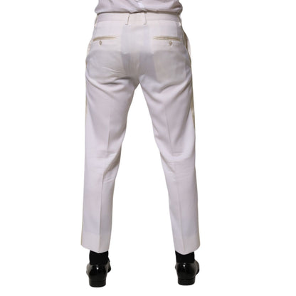 Dolce & Gabbana White Polyester Tapered Formal Trouser Pants Dolce & Gabbana