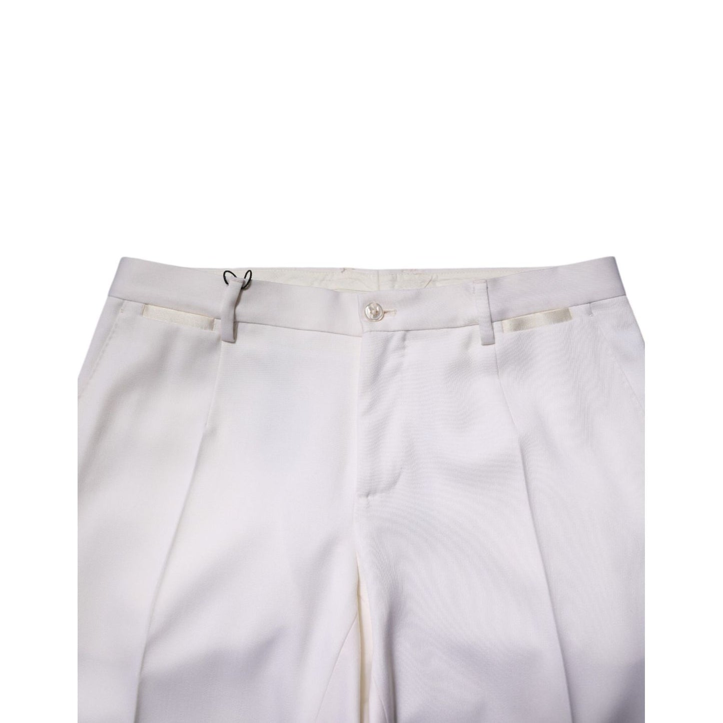 Dolce & Gabbana White Polyester Tapered Formal Trouser Pants Dolce & Gabbana