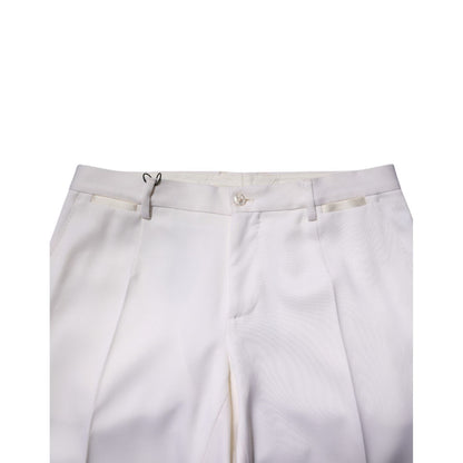Dolce & Gabbana White Polyester Tapered Formal Trouser Pants Dolce & Gabbana