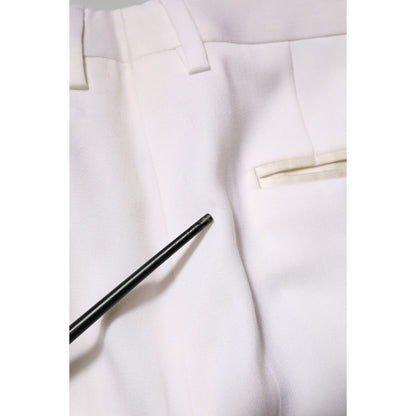 Dolce & Gabbana White Polyester Tapered Formal Trouser Pants Dolce & Gabbana