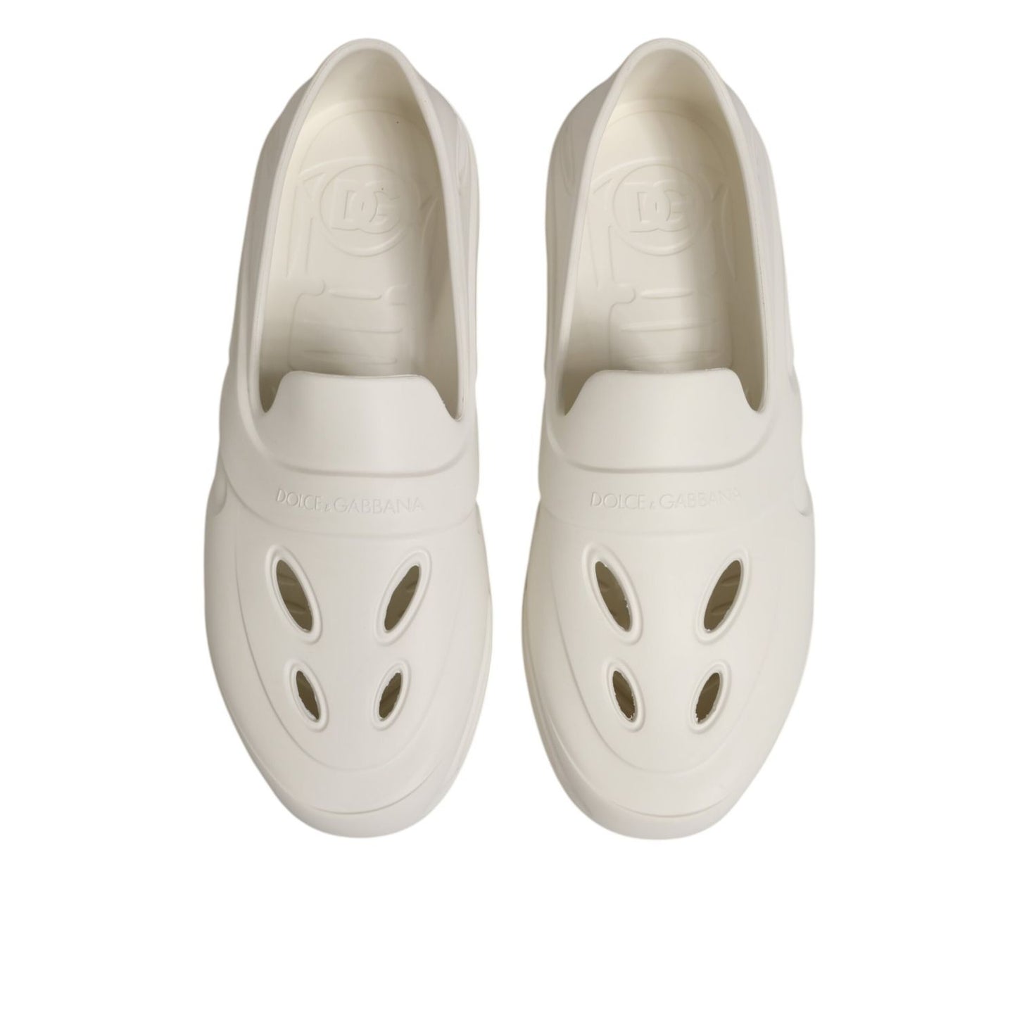 Dolce & Gabbana White Rubber Slides Low Top Sneakers Shoes Dolce & Gabbana