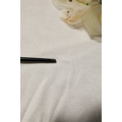 Dolce & Gabbana White Silk Lily Embellished Pullover Sweater Dolce & Gabbana