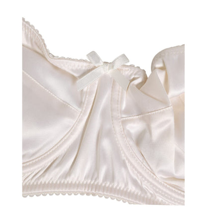 Dolce & Gabbana White Silk Satin Balconnet Lingerie Bra Underwear