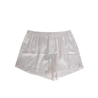 Dolce & Gabbana White Silk Satin Elastic Men Boxer Short Swimwear Dolce & Gabbana