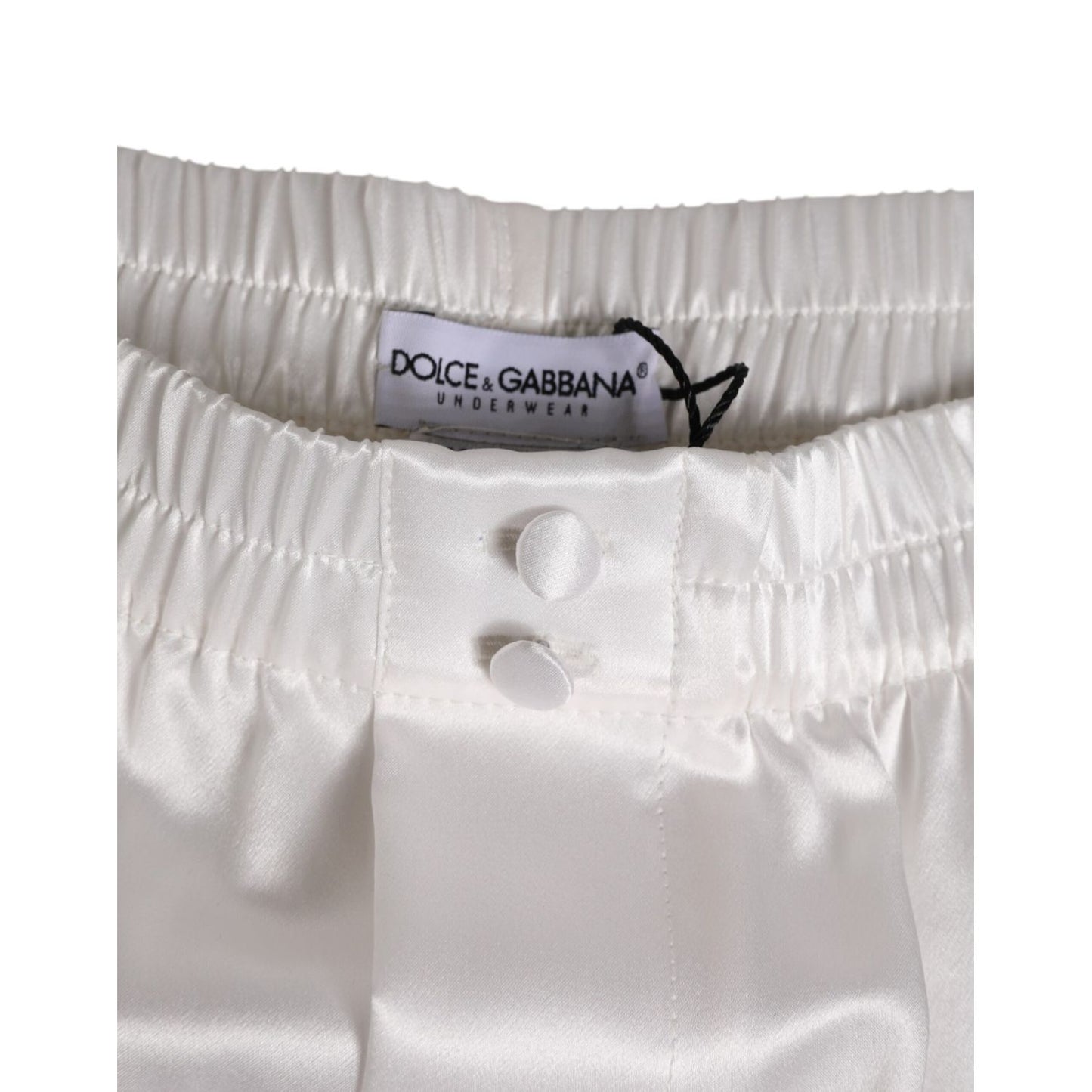 Dolce & Gabbana White Silk Satin Elastic Men Boxer Short Swimwear Dolce & Gabbana