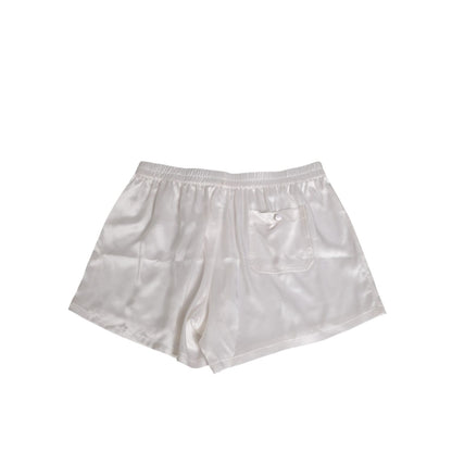 Dolce & Gabbana White Silk Satin Elastic Men Boxer Short Swimwear Dolce & Gabbana