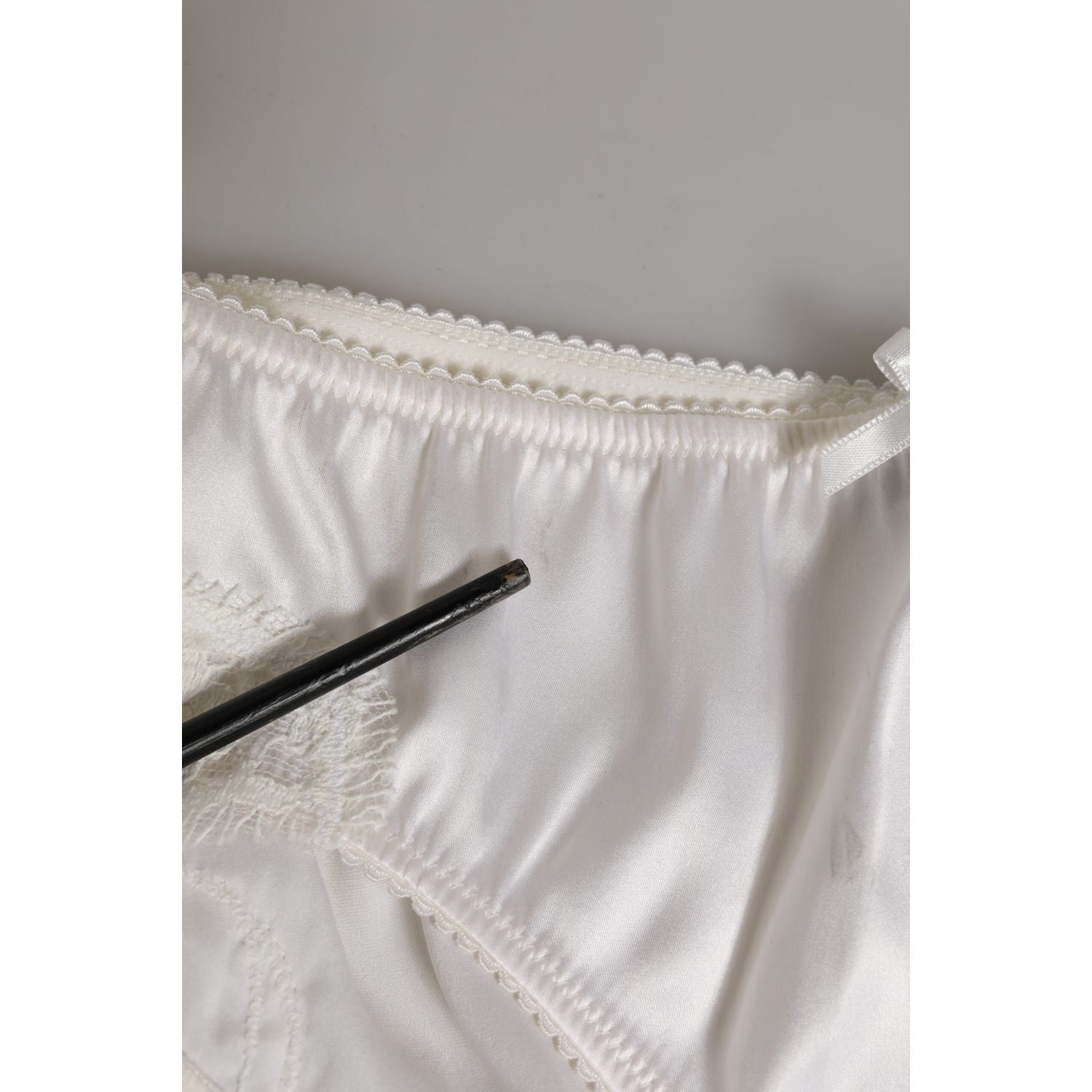 Dolce & Gabbana White Silk Satin Floral Lace Panty Brief Underwear