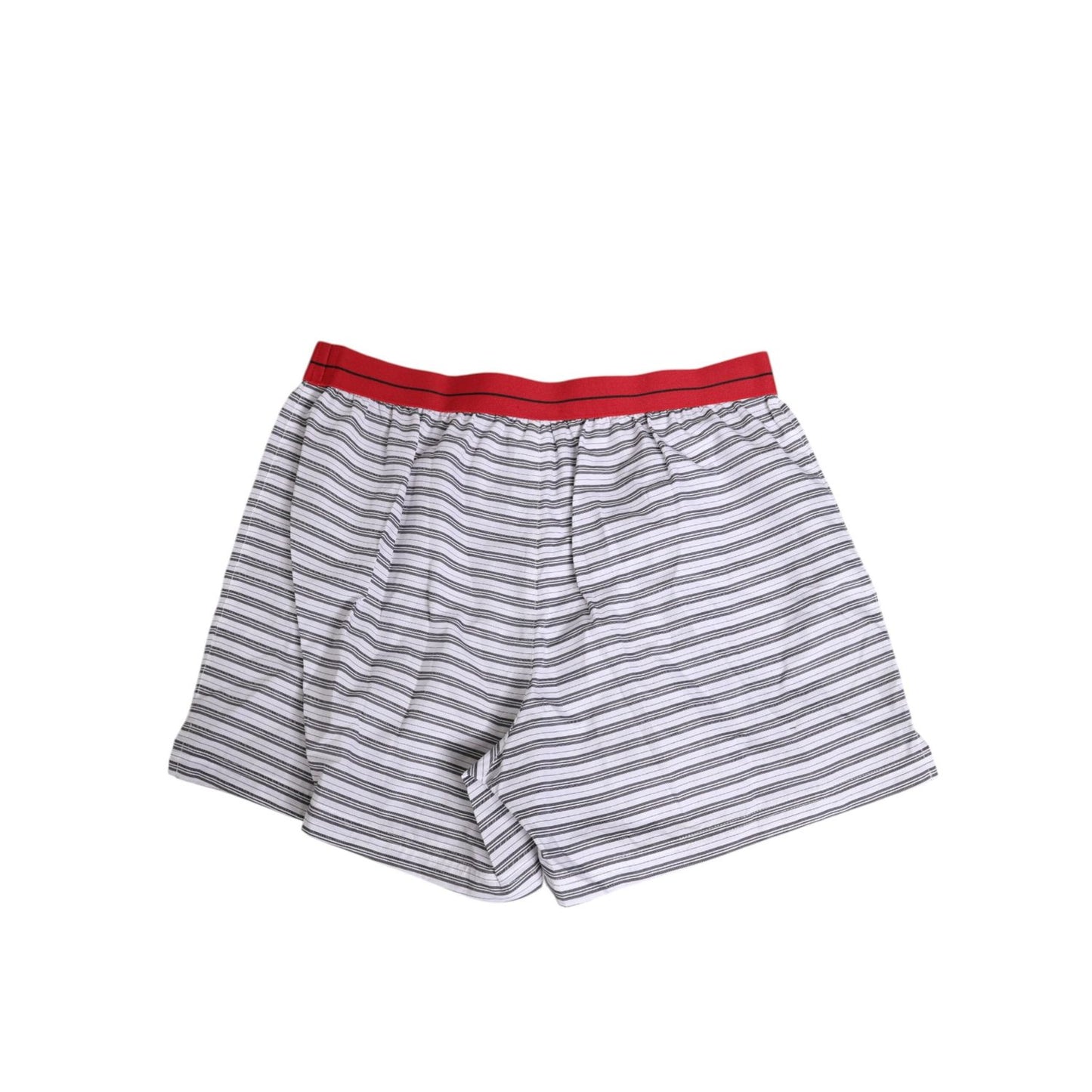 Dolce & Gabbana White Striped Cotton Red Waistband Shorts Swimwear Dolce & Gabbana