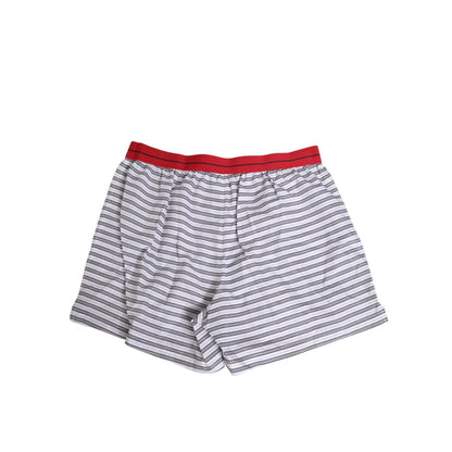Dolce & Gabbana White Striped Cotton Red Waistband Shorts Swimwear Dolce & Gabbana