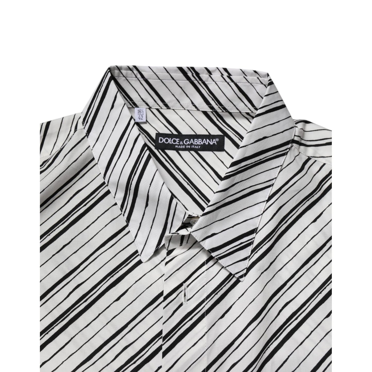 Dolce & Gabbana White Striped Long Sleeves Men Formal Shirt Dolce & Gabbana