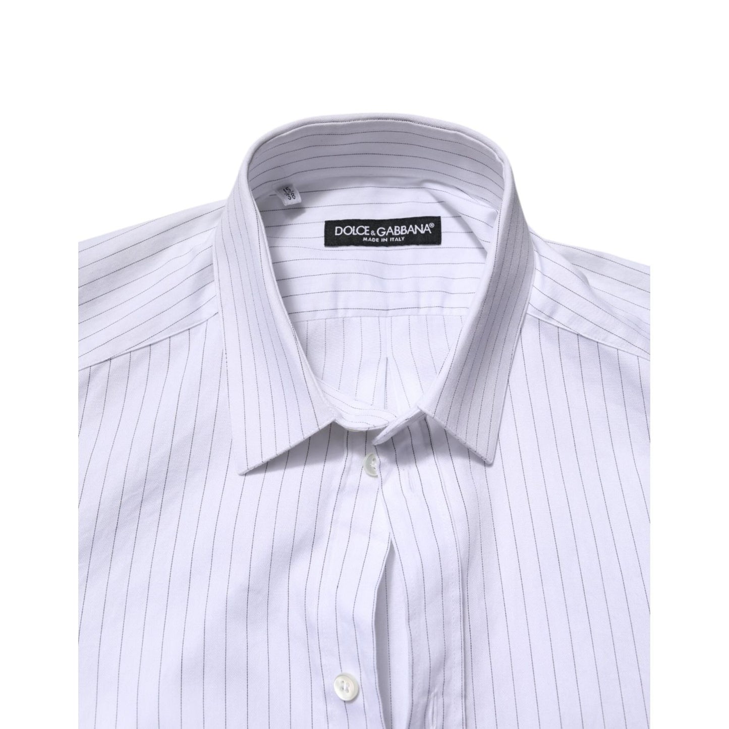 Dolce & Gabbana White Stripes Cotton Long Sleeve Formal Shirt Dolce & Gabbana