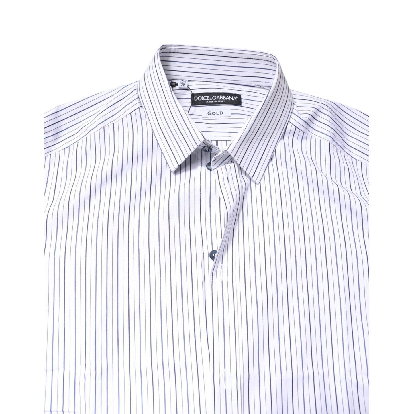 Dolce & Gabbana White Stripes GOLD Cotton Formal Shirt Dolce & Gabbana