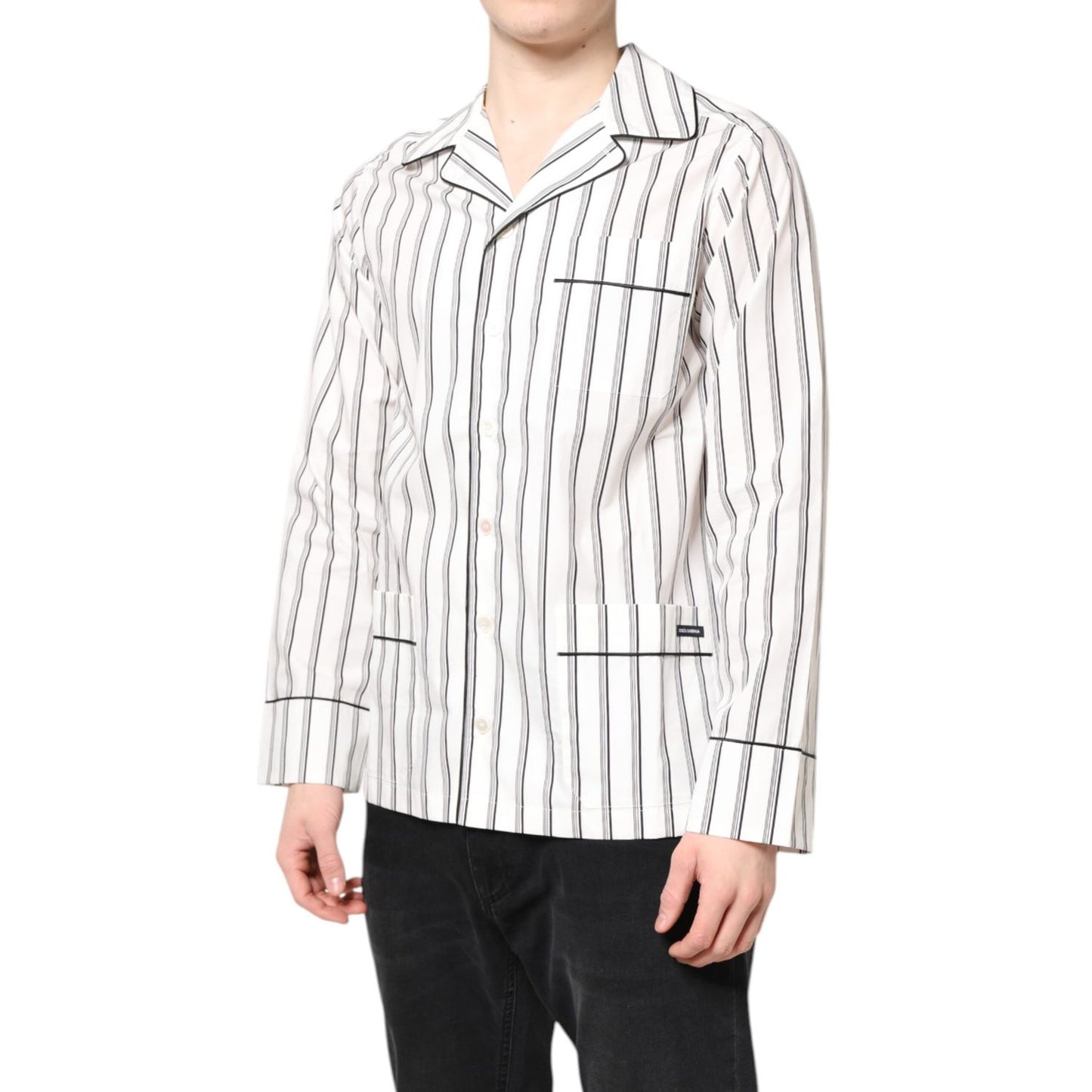 Dolce & Gabbana White Stripes Lounge Pajama Sleepwear Shirt Dolce & Gabbana