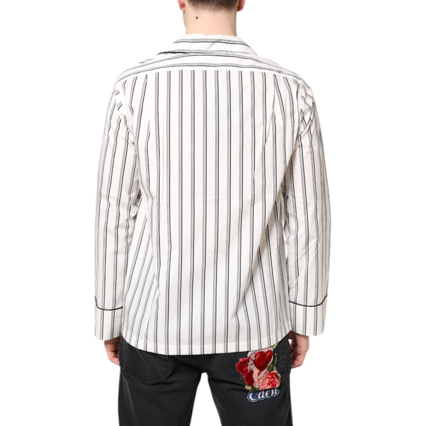 Dolce & Gabbana White Stripes Lounge Pajama Sleepwear Shirt Dolce & Gabbana