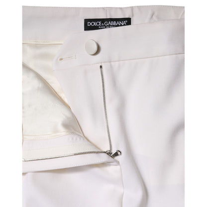 Dolce & Gabbana White Wool Mid Waist Tapered Pants