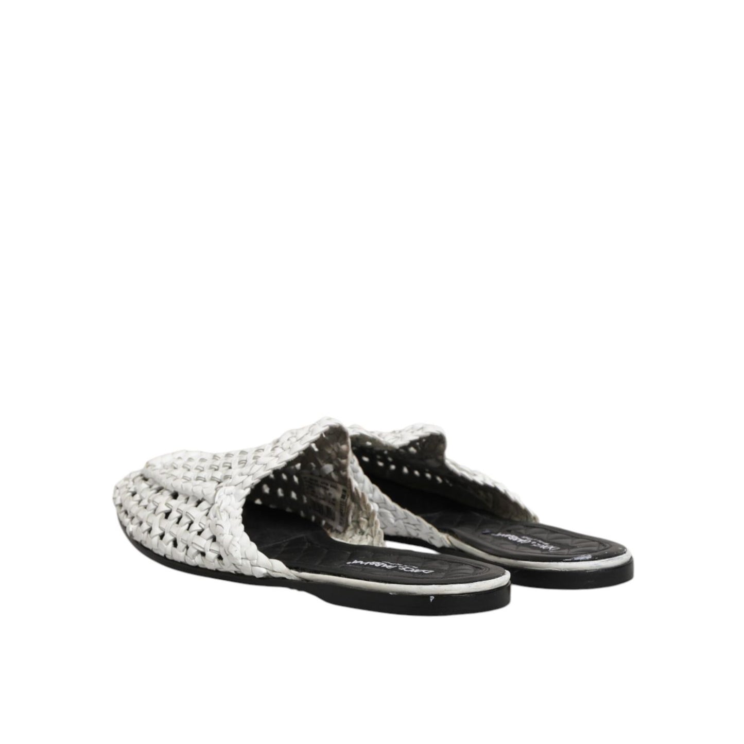 Dolce & Gabbana White Woven Slides MULES Men Sandals Shoes Dolce & Gabbana