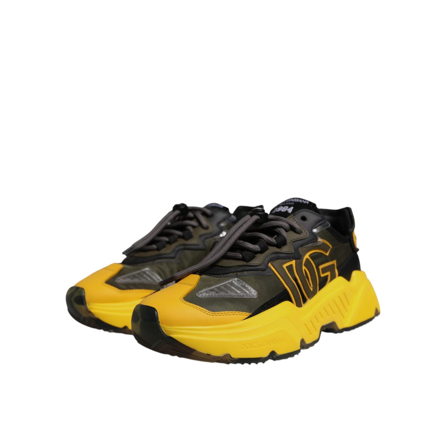 Dolce & Gabbana Yellow Black Daymaster Low Top Sneaker Shoes